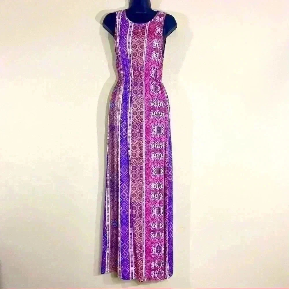MinkPink Multicolor Aztec Sleeveless Cinch Waist Maxi Dress Size S - Picture 2 of 16